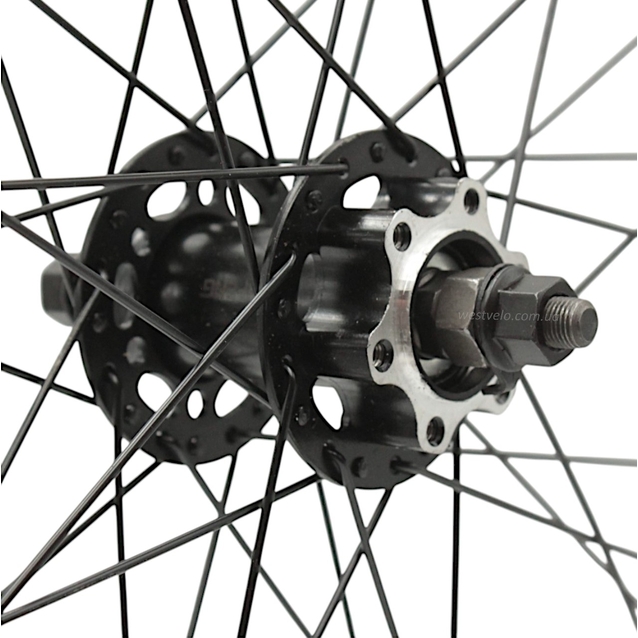 Колесо 28-29 перед, обід 2-ний чорний, втулка ST. SHUNFENG, диск 6 болтів, чорна спиця фото westvelo.com