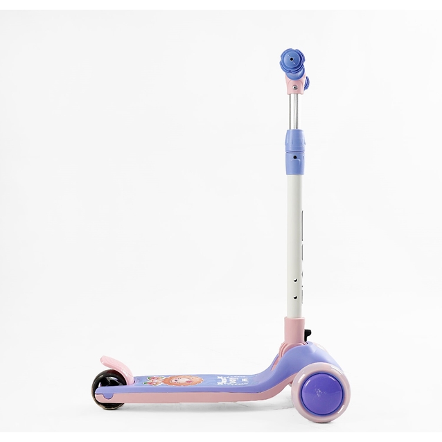 Самокат дитячий 3-х колісний Skyper MR-03465 фіолетовий, колеса PU Ø114mm/35mm зі світлом, музика та підсвічування платформи, кермо складне фото westvelo.com