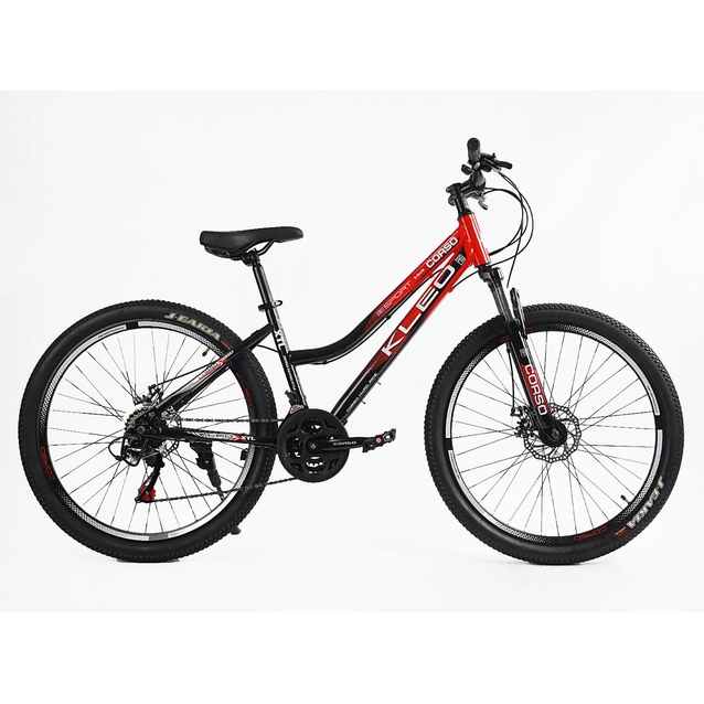 Велосипед 26 ST Corso «KLEO» KL-26011 сталь 15", (к-т Saiguan) червоно-чорний фото westvelo.com