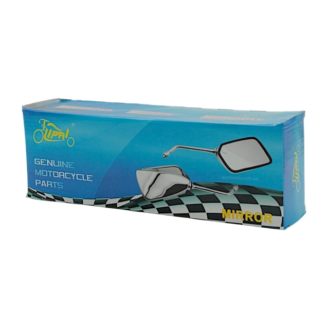 Дзеркало заднього виду прямокутні, хром (M8/10) фото westvelo.com