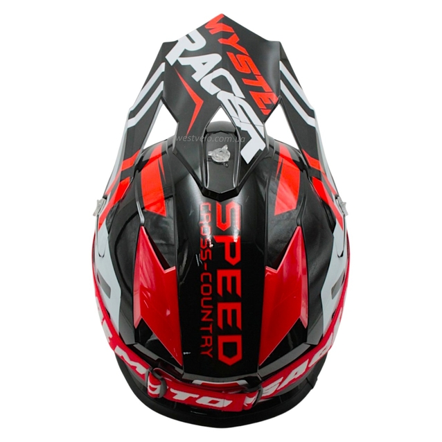 Шолом, закритий крос/ендуро (М) (57-58) АТV Forsage Rider 032 чорно-червоний глянцевий з дашком + окуляри фото westvelo.com