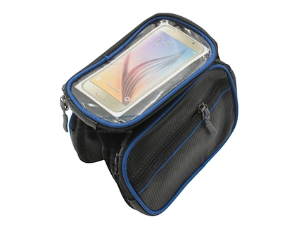 Сумка на раму 2x-стороння + місце для телефону чорна 019