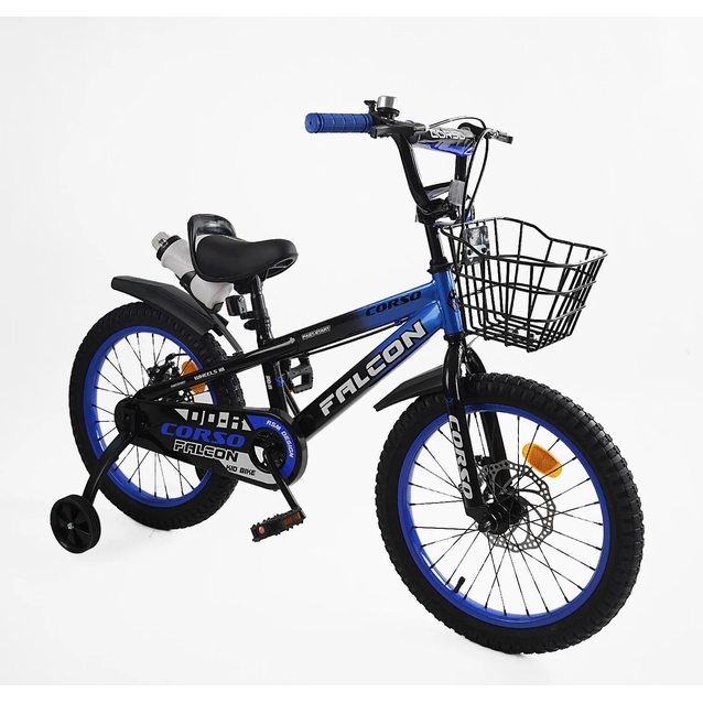 Дитячий велосипед 18 ST Corso «FALCON» FL-18020 дискові гальма, чорно-синій фото westvelo.com