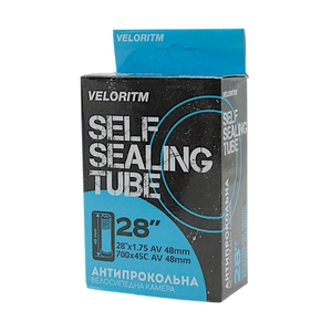 Камера 28. довгий ніпель AV 48mm VELORITM (1.75) самоклеюча (з антипрокольним гелем) (700x45C)