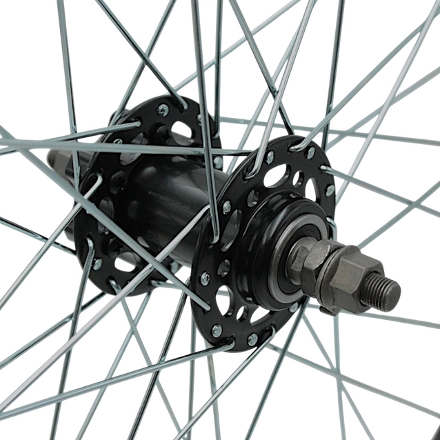 Колесо 28-29 перед, обід 2-ний чорний дисковий, втулка ST. SHUNFENG, проми, диск 6 болтів (Stars Circle SWIFT ARRIV) фото westvelo.com