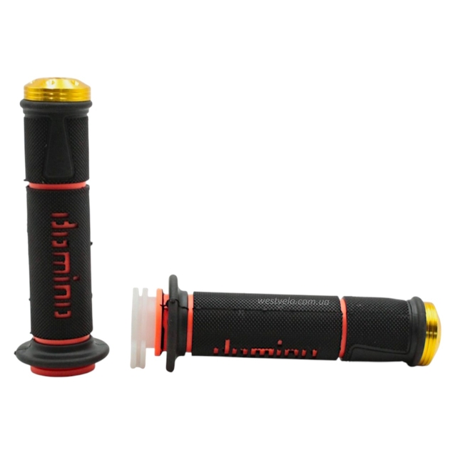 Мото гріпси DOMINO універсальні (тип7) (CNC з відбійниками) чорно-оранжеві фото westvelo.com