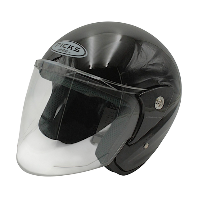 Мото шолом, відкритий (L) PICKS АТ-666 чорний глянець фото westvelo.com