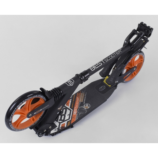 Самокат дитячий 2-х колісний, PU Best Scooter 73133 чорно-помаранчевий, Ø200mm, AL, 2 амортизатора фото westvelo.com