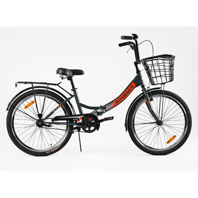 Міський велосипед 24 ST Corso «ADVANCE» AD-24715 (складна рама) сталь 14", сіро-помаранчевий(+к/к/б)
