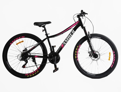 Велосипед 27.5 ST Corso «AMBER» MB-62589 сталь 15", (к-т SHIMANO) чорно-рожевий