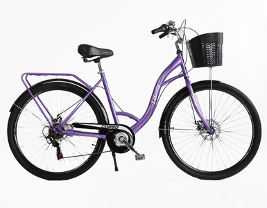 Міський велосипед 28 ST Corso «LIBERTY» LR-28112 сталь 20", (к-т SHIMANO) фіолетовий + кошик