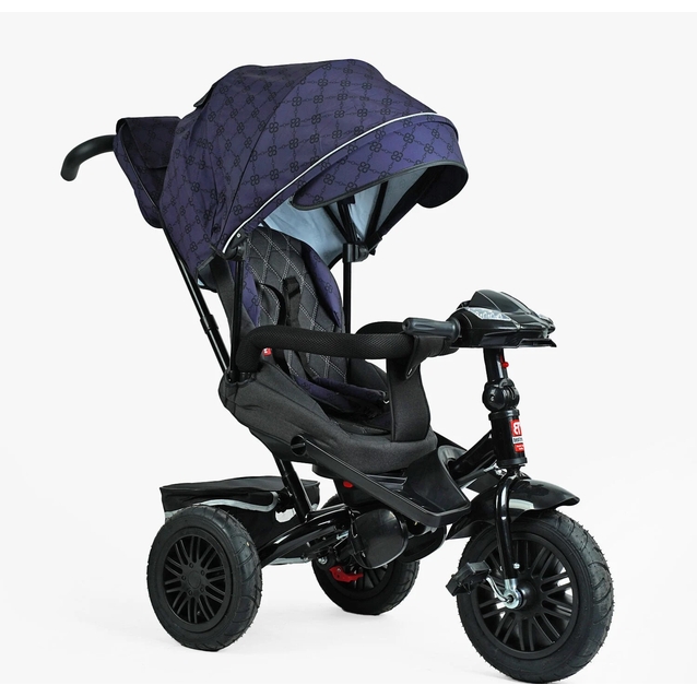 Дитячий велосипед 3-х колісний з батьківською ручкою, з дашком, надувні колеса Best Trike «PERFETTO» 8066/511-36 фіолетовий, поворотне сидіння, кошик, фара музична, USB, Bluetooth фото westvelo.com