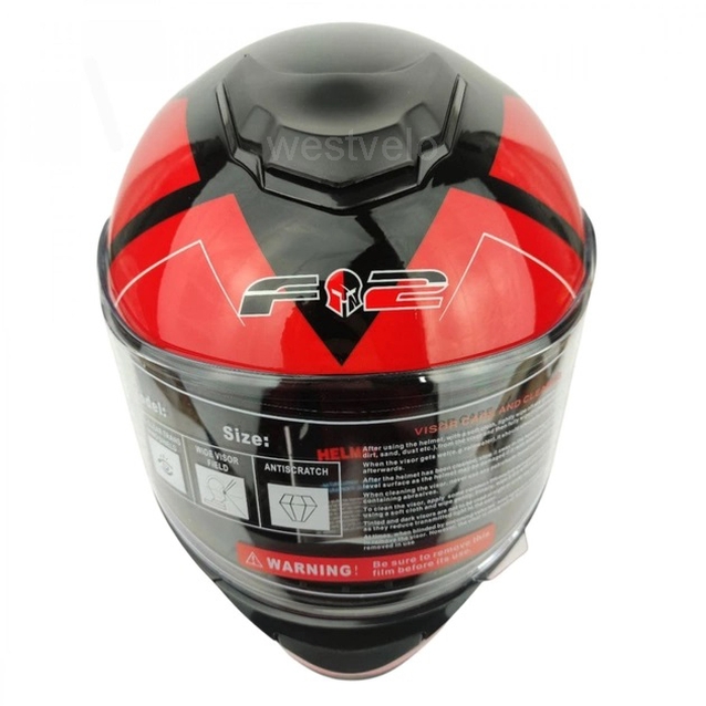 Мото шолом, закритий (S 55-56) F2 M65 чорно-червоний, глянець фото westvelo.com