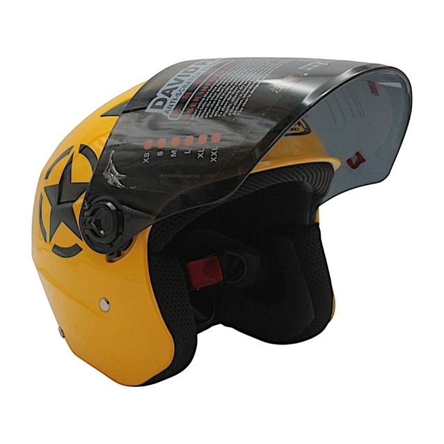 Мото шолом, відкритий (L) "DAVID" D017, Willys Star, жовтий глянцевий (ABS) фото westvelo.com