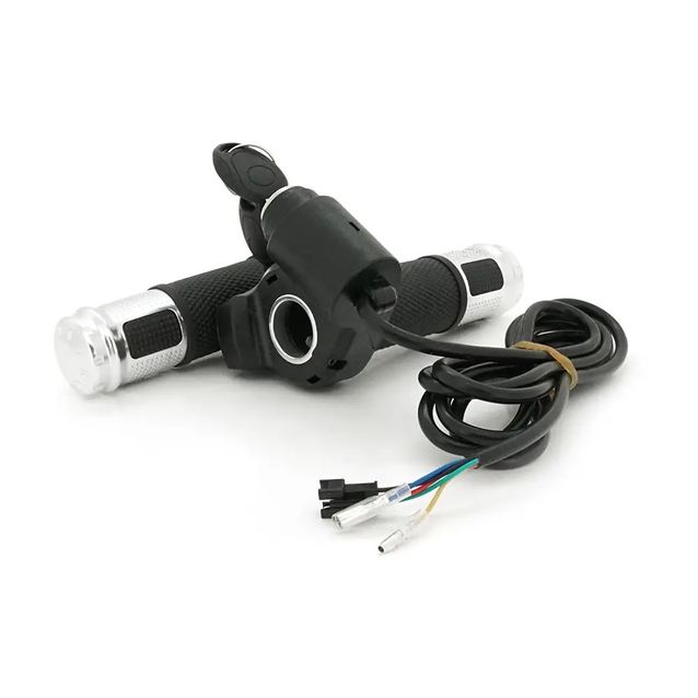 Ручка газу (акселератор) для електровелосипеда з ключем 12-72V+ вольтметр + гріпси (3 піни) фото westvelo.com
