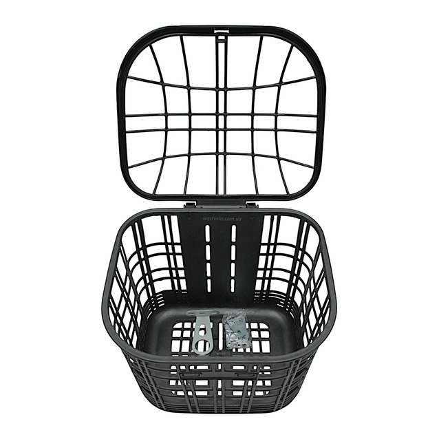 Кошик пластмасовий сітка AFT-142 чорний з кришкою (SLCK-018) фото westvelo.com