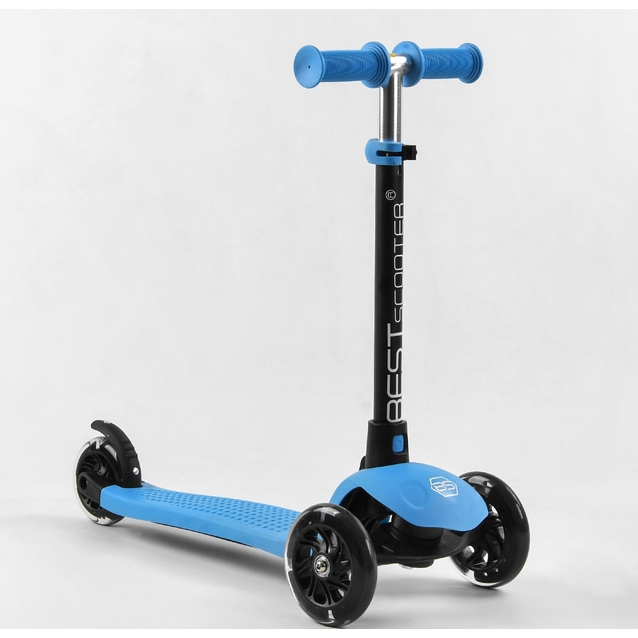 Самокат 3в1 Best Scooter PL-422 колеса PU 120х80mm зі світлом, сидіння, батьківська ручка, блакитний фото westvelo.com