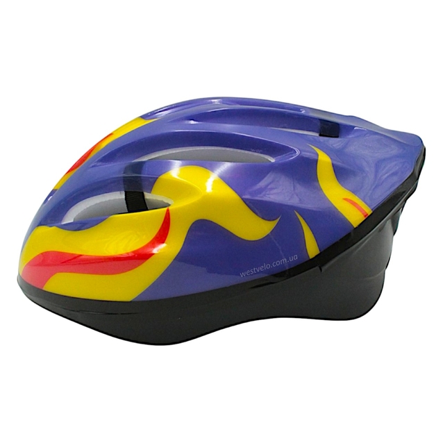 Вело шолом "TK Sport" 981 синьо-жовтий "Полум'я" фото westvelo.com