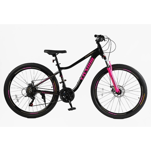 Велосипед 27.5 AL Corso «ELYSIUM» LS-27708 алюміній 15.5", (к-т SHIMANO) чорно-рожевий фото westvelo.com