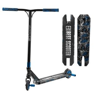 Самокат трюковий Best Scooter «SKULLS» BS-77566 чорно-синій, HIC-система, пеги, AL диск та дека, колеса PU Ø110mm, ширина керма - 60 см