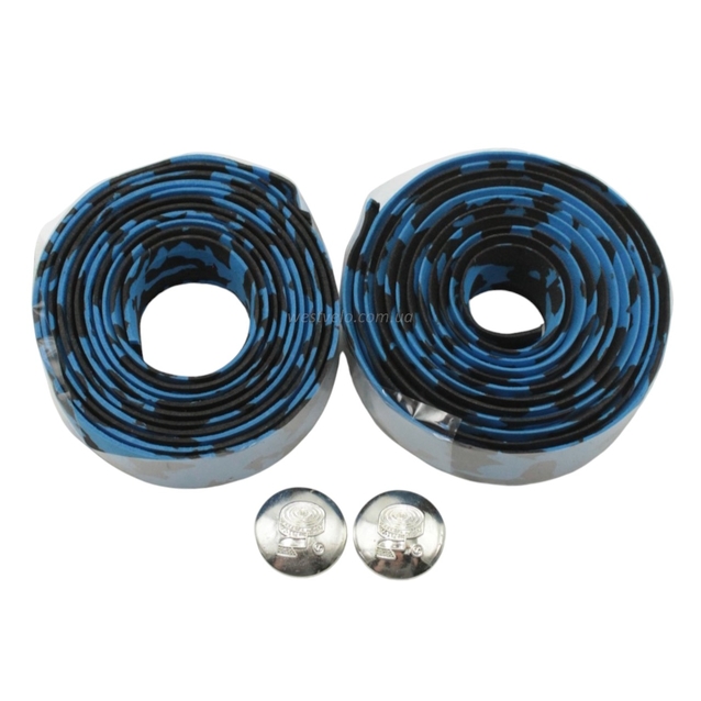 Обмотка руля чорно-синя з заглушками фото westvelo.com