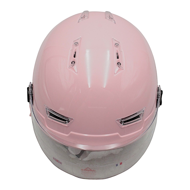Мото шолом, відкритий (S-M) "DAVID" D316, рожевий глянцевий (ABS) фото westvelo.com