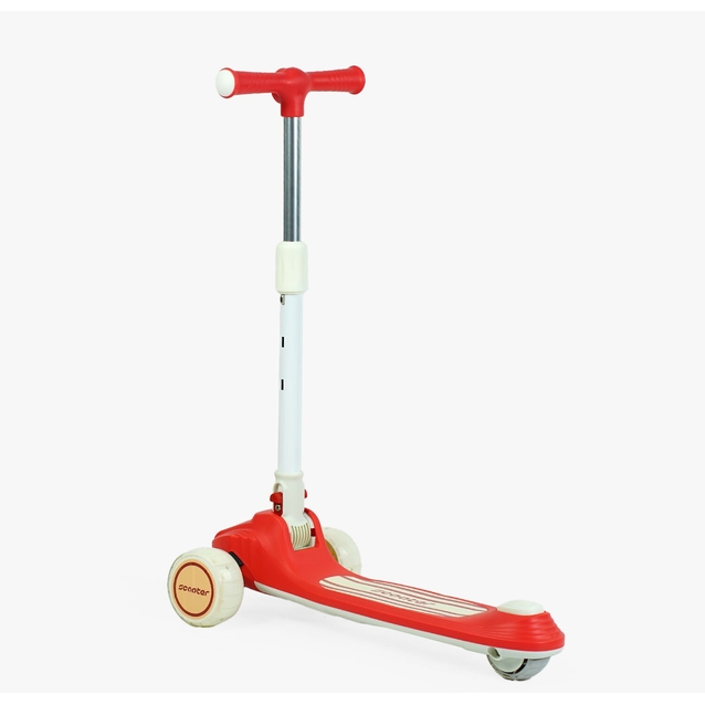 Самокат дитячий 3-х колісний Skyper Y-80733 червоний, колеса PU Ø125mm/40mm зі світлом, музика та підсвічування платформи, кермо складне фото westvelo.com