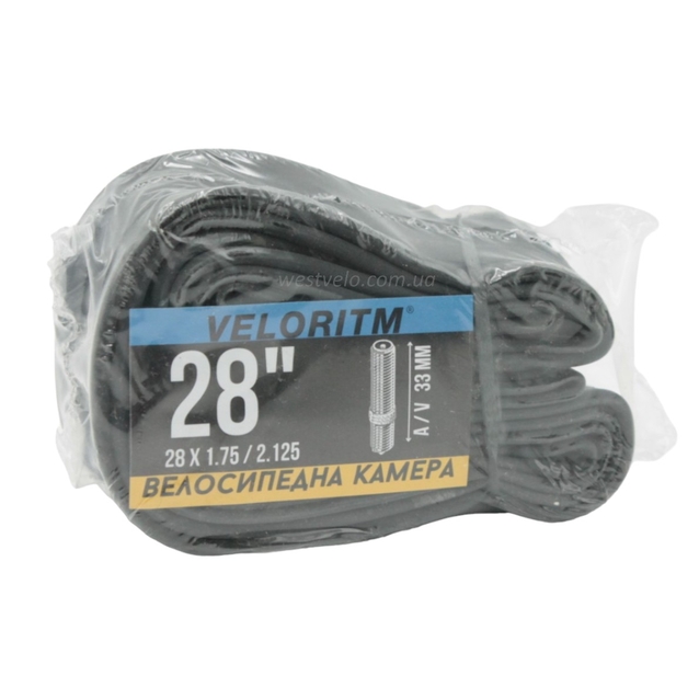 Камера 28 короткий ніпель AV 33mm VELORITM (1.75) фото westvelo.com