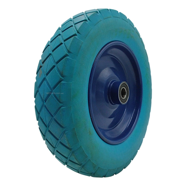 Колесо тачки синє "8" 3.50-8 під вісь Ø20, пінополіуретанове (Тип 2) фото westvelo.com