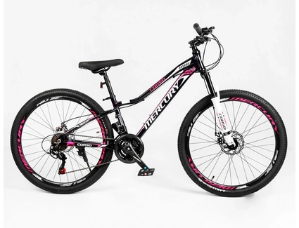Велосипед 26 AL Corso «MERCURY» MR-26852 алюміній 13", (к-т SHIMANO) чорно-рожевий