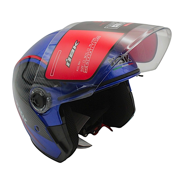 Мото шолом, відкритий (L) "IBK" 705, синій карбон з відкідними окулярами фото westvelo.com