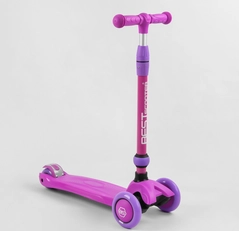 Самокат-велобіг дитячий 3-х колісний 3в1 Best Scooter 26566 рожево-фіолетовий, колеса зі світлом, сидіння, амортизатори, батьківська ручка