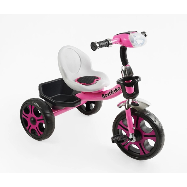 Дитячий велосипед 3-х колісний EVA (піна) Best Trike колеса 12-10, BS-22603 рожевий, сталева рама, фара з музикою та світлом, кошик фото westvelo.com