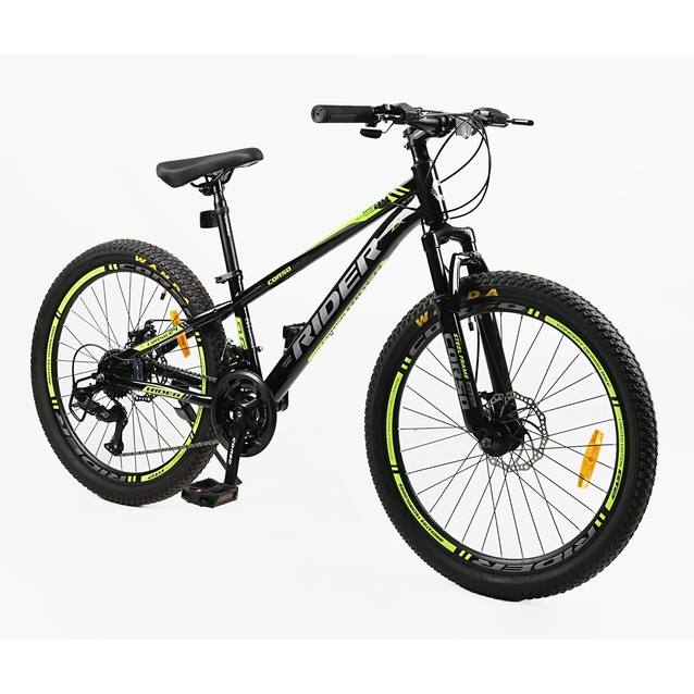 Велосипед 24 ST Corso «RIDER» RD-24778 сталь 11", (к-т LTWOO-A2) чорно-салатовий фото westvelo.com