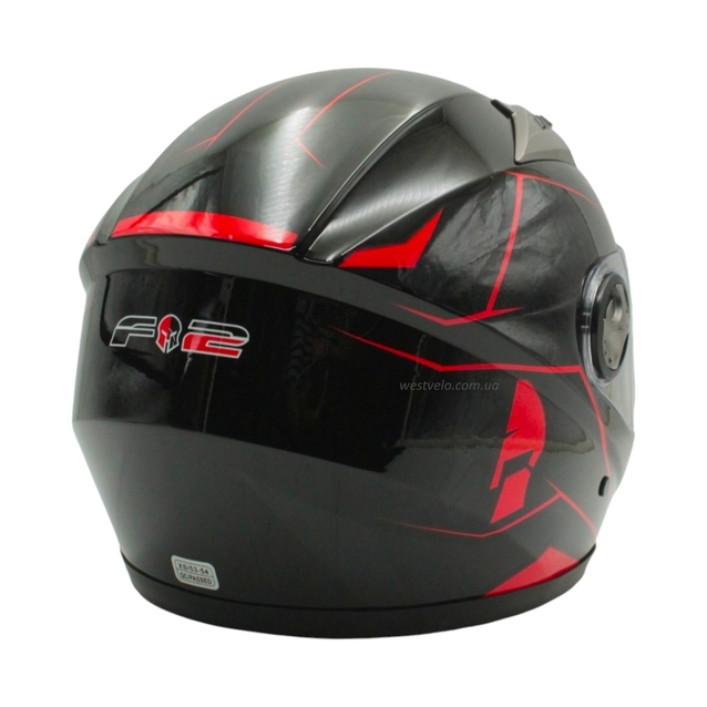 Мото шолом, закритий (XS 53-54) F2 830-2 Інтеграл,Neon red #2, чорний глянець фото westvelo.com