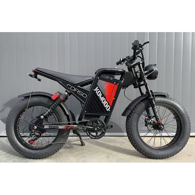 Електрофетбайк 20 ST Corso «KOMODO» KM-77790 сталь, дв 1000W, акум 48V21AH, (к-т SHIMANO) чорний фото westvelo.com