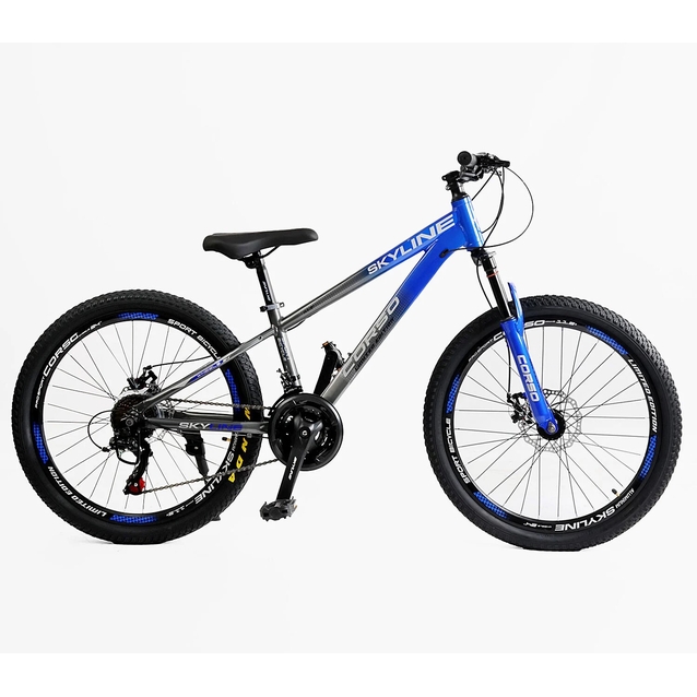 Велосипед 24 AL Corso «SKYLINE» SL-40602 алюміній 11", (к-т SHIMANO) сіро-синій фото westvelo.com