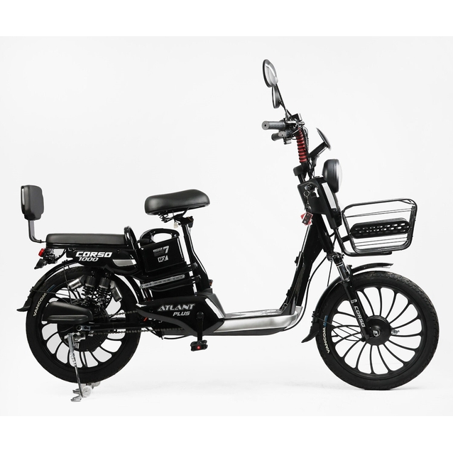 Електровелосипед 20 ST Corso «ATLANT PLUS» TL-54014 сталь, двигун 1000W, акумулятор 60V21Ah літієвий, чорний фото westvelo.com