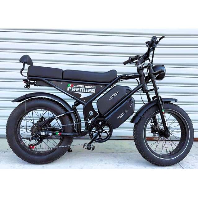 Електрофетбайк 20 ST Corso «PREMIER» PR-96150 сталь, двигун 1500W, акумулятор 2х48V18Ah літієвий, (к-т SHIMANO) чорний фото westvelo.com