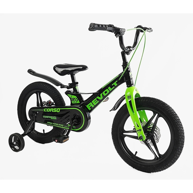 Дитячий велосипед 16 MG Corso «REVOLT» MG-16090, магнієва рама, чорно-салатовий фото westvelo.com