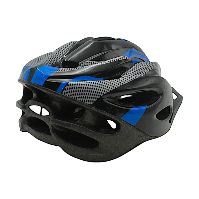 Вело шолом "Carbon" з мигалкою сіро-синій. принт 2 фото westvelo.com