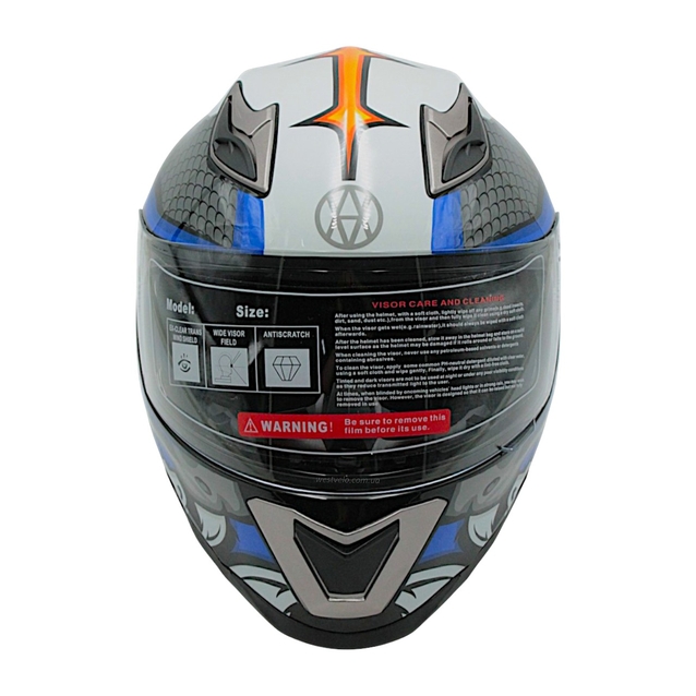 Мото шолом, закритий (L 59-60) VLAND M62-Dino, інтеграл, синій, глянцевий фото westvelo.com