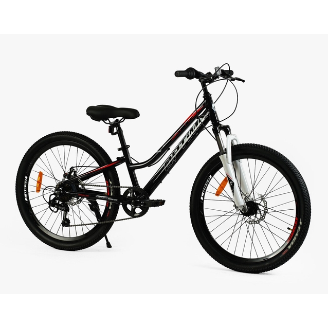 Велосипед 24 AL Corso «OPTIMA» TM-24114-1 алюміній 11", (к-т SHIMANO) чорно-білий фото westvelo.com