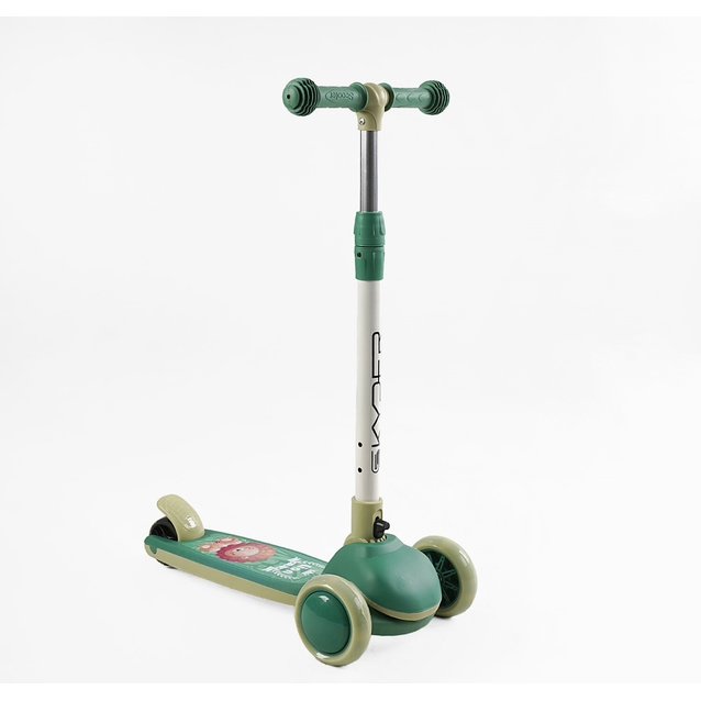 Самокат 2в1 Skyper JT-31622 колеса PU Ø114mm/35mm зі світлом, сидіння, музика та підсвічування платформи, кермо складне, зелений фото westvelo.com