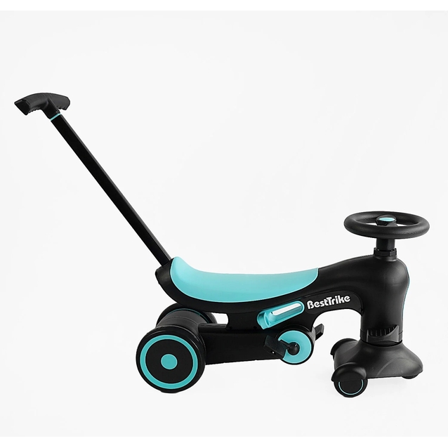 Дитячий велосипед-толокар 3-х колісний з батьківською ручкою, колеса - PU Best Trike BST-8130 чорно-блакитний, рама нейлон фото westvelo.com