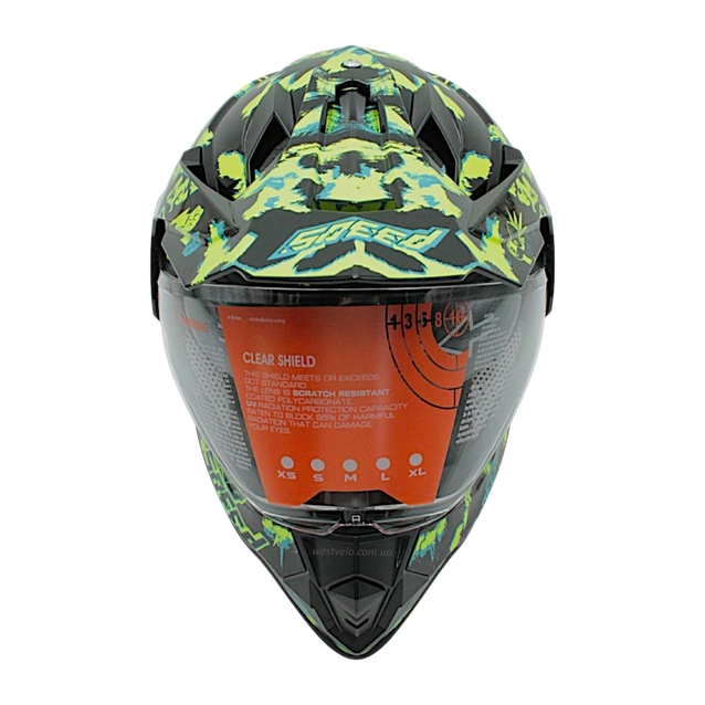 Шолом, закритий крос/ендуро (L) АТV Forsage Rider 034 чорно-салатовий глянцевий з відкидними окулярами фото westvelo.com