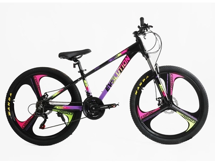 Велосипед 26 AL Corso «EVOLUTION» EV-26790 алюміній 13", (к-т SHIMANO) чорно-фіолетово-рожевий