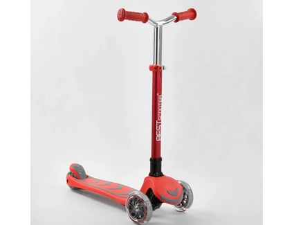 Самокат дитячий 3-х колісний, Best Scooter Y-00325 червоний, колеса PU Ø120mm/80mm зі світлом, складне AL кермо