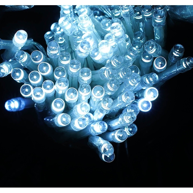 Гірлянда світлодіодна 9 м, 100 ліхтариків, жовте світло, від батарейок, біле світло, 1 режим, у коробці (C 61479 ) фото westvelo.com