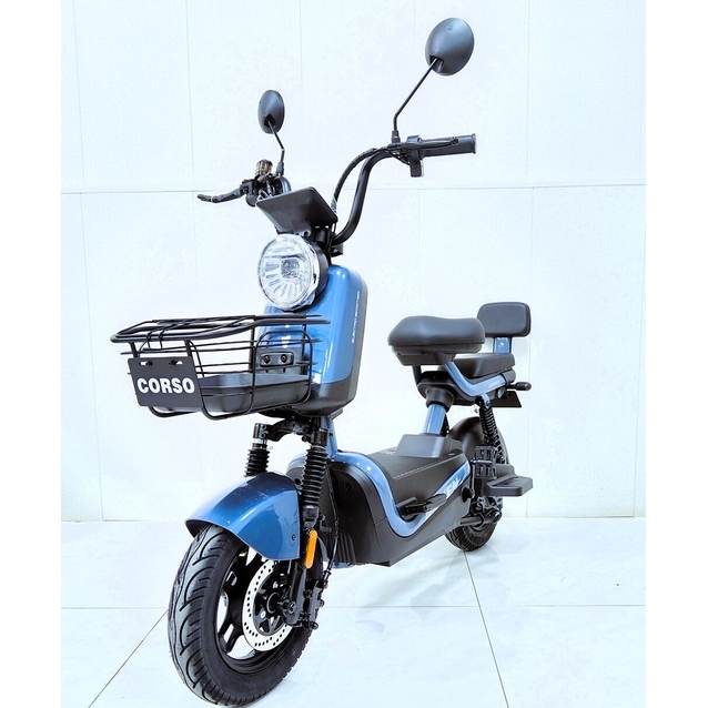 Електроскутер Corso «RAVEN» RN-714482 двигун 800W, акумулятор 60V/20Ah графеновий, синій, колеса 10" + 1 ящик. акум фото westvelo.com